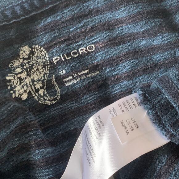 Anthropologie Pilcro XS Striped Tank Top Navy Blue Cotton Casual Distressed Knit - Picture 11 of 14